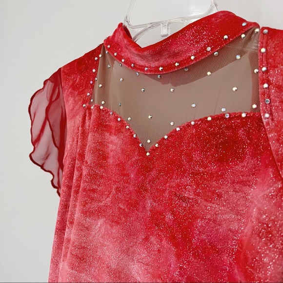 Red Figure Skating Competition Dress S - Picture 9 of 9